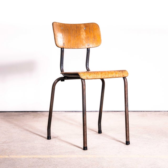 Metal Elbe Steel Grey Stacking Dining Chair, 1950s, Set of 6 For Sale - Image 7 of 11