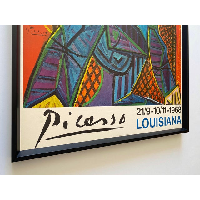 Pablo Picasso Vintage 1968 Mid Century Danish Modern Lithograph Print Framed Cubist Exhibition Poster " Femme Assise Dans Un Fauteuil " 1941 For Sale - Image 9 of 18