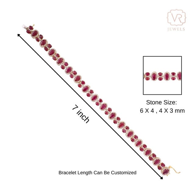 12.57 Carats Mozambique Rubies Studded With Diamonds in 14k Solid Gold Bracelet For Sale - Image 9 of 14