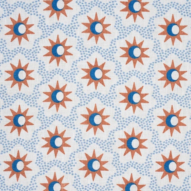 Contemporary SAMPLE - Schumacher Lucie Fabric In Clay & Blue For Sale - Image 3 of 5