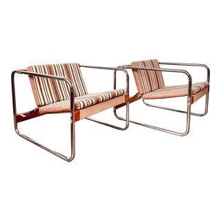 Chrome Sling Chairs by Michel Dallaire for Karema - A Pair For Sale