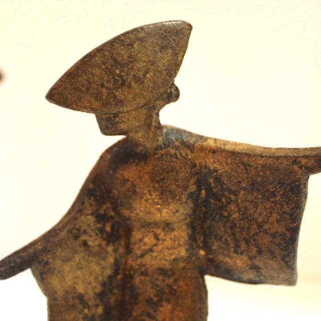 Mid-Century Modern 1950s Gilt Iron Geisha Figures | Set of 3 For Sale - Image 3 of 5