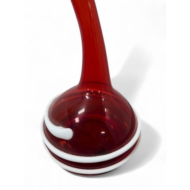 Late 20th Century Contemporary Monumental Makora Kronso Poland Twisted Red Art Glass Vase For Sale - Image 5 of 6