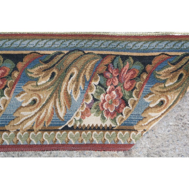 Vintage French Baroque Woven Tapestry Table Runner Acanthus Leaf Gold Tassel For Sale - Image 6 of 9