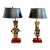 1980s Chinoiserie Hand Painted Tole Figural Lamps, a Pair For Sale