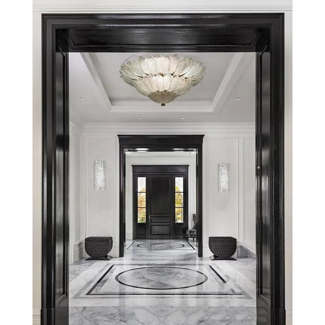 Italian Murano Glass Leave Flush Mount Chandelier For Sale - Image 3 of 18