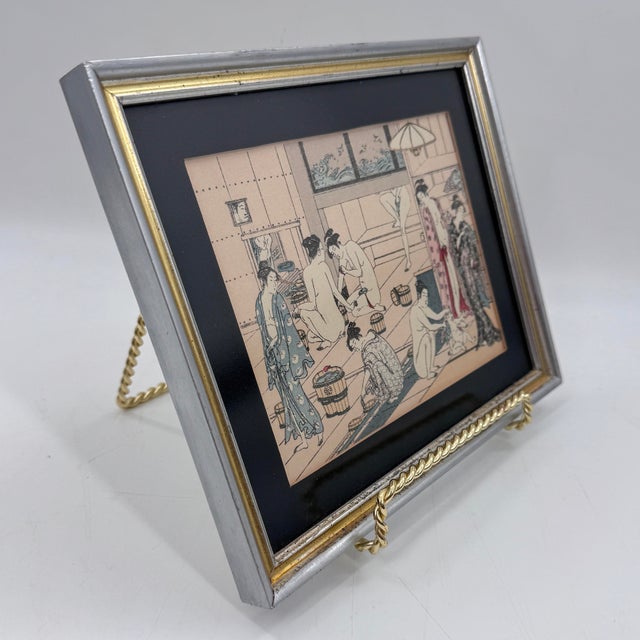 Japanese Vintage Japanese Woodblock Print After Torii Kiyonaga Bathhouse Women For Sale - Image 3 of 10