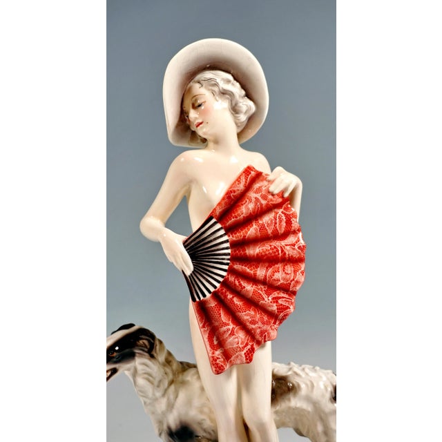 Vintage Woman with Fan Figurine by Lorenzl for Hat & Barzoi, 1930s For Sale - Image 6 of 8