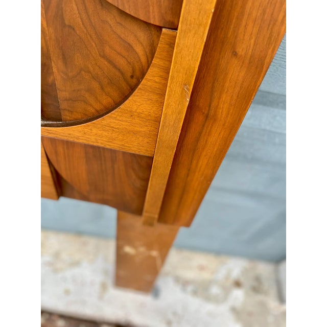 Wood Brutalist Queen Headboard With Geometric Abstract Motif by Lane For Sale - Image 7 of 10