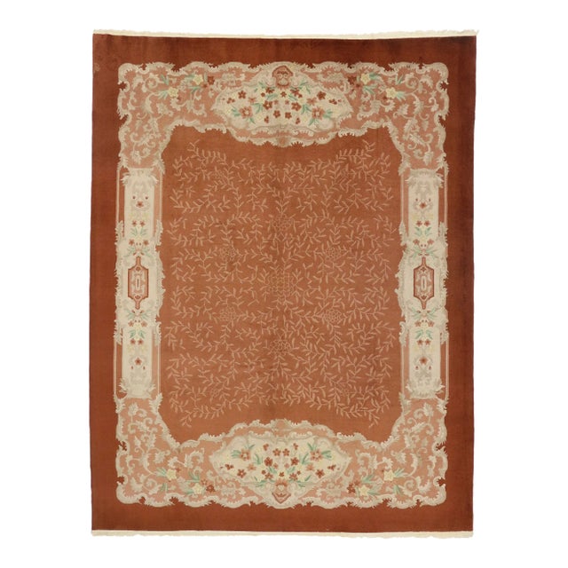 Antique Chinese Art Deco Rug - 09'01 X 11'09 For Sale