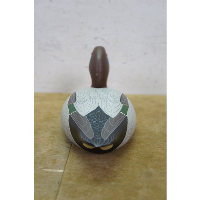 Vintage 1977 the Decoy Shop Hand-Carved White Pine Green-Winged Teal Drake Decoy For Sale - Image 4 of 14