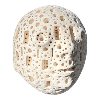 Alexander Ney Perforated Terracotta Head Sculpture, C. 1980s For Sale