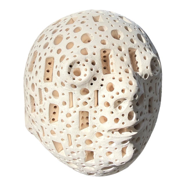 Alexander Ney Perforated Terracotta Head Sculpture, C. 1980s For Sale