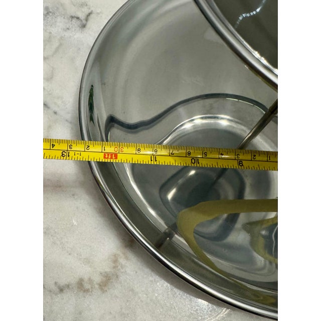 Metal Vintage Mid-Century Modern 2-Tier Silver & Brass Tidbit Tray Dessert & Pastry Stand Centerpiece For Sale - Image 7 of 8