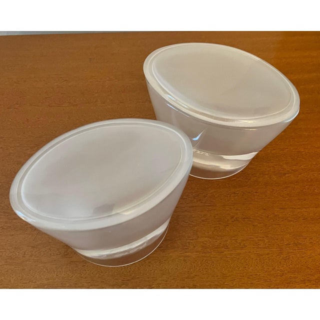 Oval Frosted Lidded Glass Boxes - A Pair For Sale - Image 10 of 10