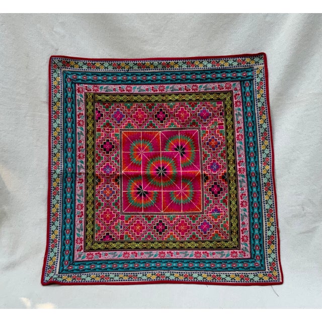 Vintage Textile Square | Chairish