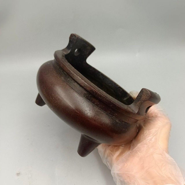 Mid 20th Century Vintage Heavy Bronze Incense Burner - Three-Legged Censer For Sale - Image 5 of 9