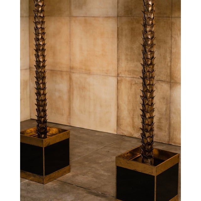 1970s Maison Jansen Palm Floor Lamps - a Pair For Sale In Los Angeles - Image 6 of 10
