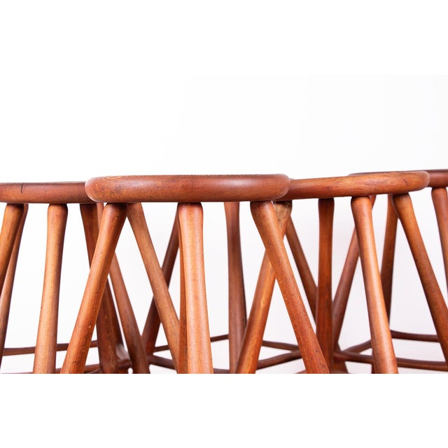 Vintage Beech and Molded Wood Stools in the style of Guillerme and Chambron, 1960s, Set of 6 For Sale - Image 13 of 18