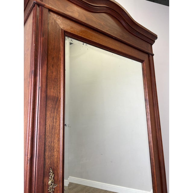 Antique French Style Carved Walnut Wardrobe with Mirror For Sale - Image 3 of 16
