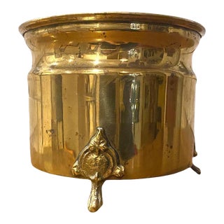 Vintage 20th Century Solid Brass Footed Planter For Sale