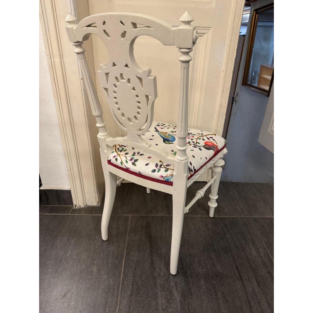 Ivory Vintage Neoclassical Style Chair in Wood For Sale - Image 8 of 9