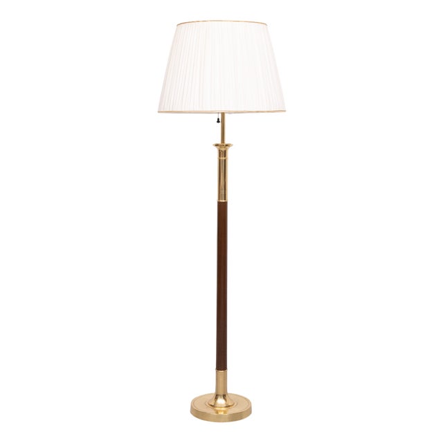 Floor Lamp in Brass and Mahogany from Metalarte, Spain, 1960s For Sale