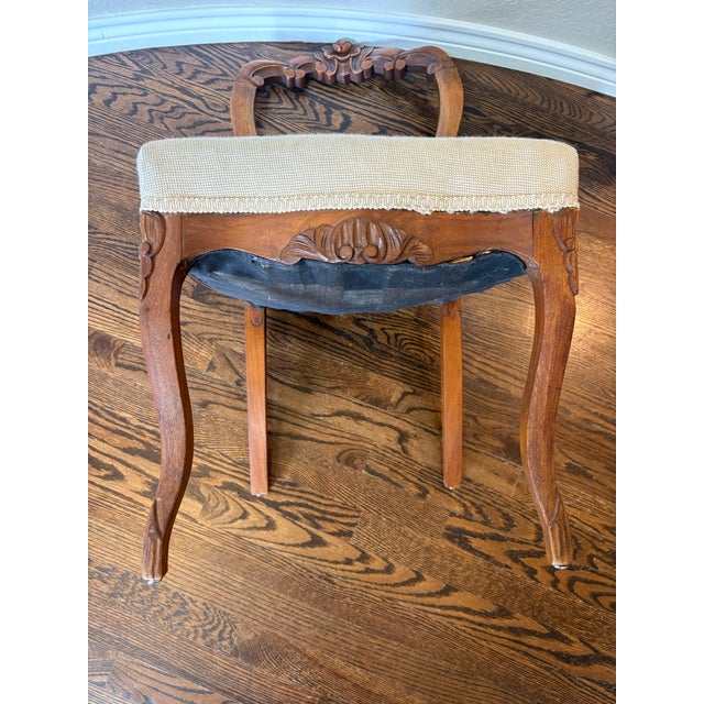 Cream Antique Victorian Rococo Revival Carved Walnut Balloon-Back Needlepoint Chair For Sale - Image 8 of 10
