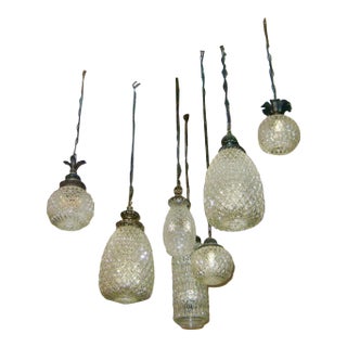 Vintage Original Italian Murano Glass Pendants Lanterns - Set of 7 For Sale