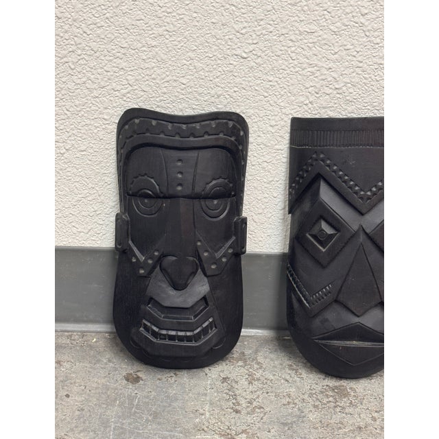 Akios Industries Hand Carved Native Wall Masks, Pair For Sale - Image 10 of 12