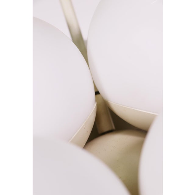 German Metal and Opaline Glass Atomic Chandelier from Kaiser Idell/Kaiser Leuchten, 1960s For Sale - Image 10 of 13
