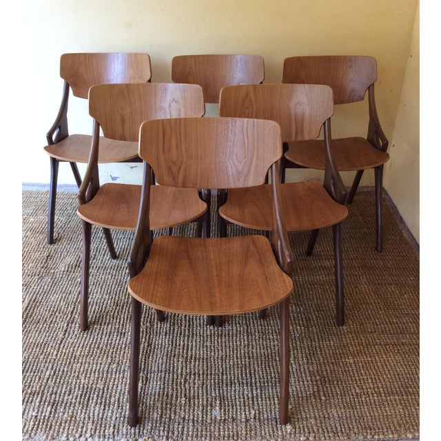 Brown Danish Dining Chairs by Hovmand Olsen for Mogens Kold, 1960s, Set of 6 For Sale - Image 8 of 15