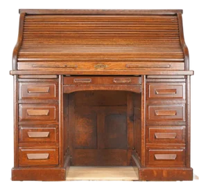 Antique Quarter Sawn Oak Roll Top Executive Desk