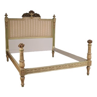 Italian Louis XVI Style Lacquered Double Bed, 1950 For Sale