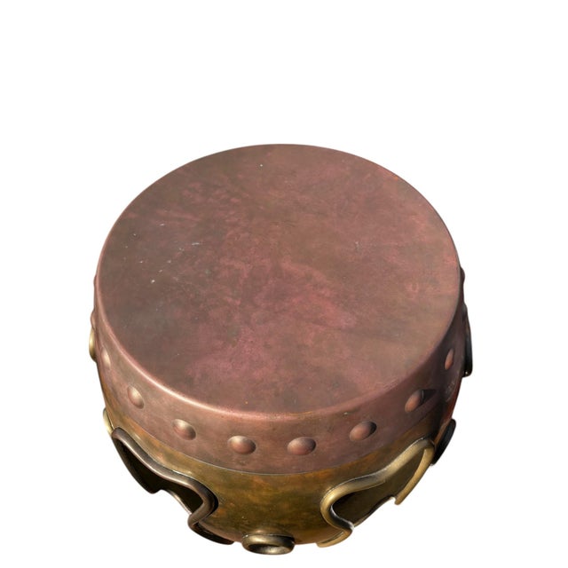 Mid 20th Century Mid 20th Century Asian Copper and Brass Garden Stool For Sale - Image 5 of 7