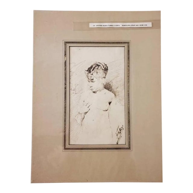 Italian School Antonio Maria Fabres Y Costa Drawing on Paper For Sale