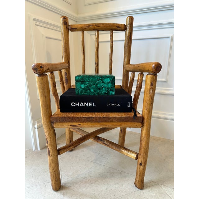 Vintage Handmade Small Size Rustic Carved Log Wood Chair For Sale - Image 13 of 18