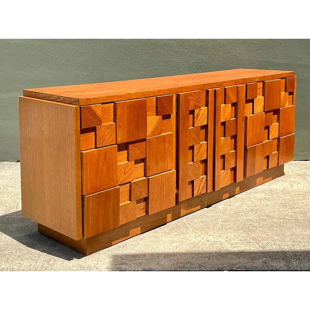 Brown Vintage Lane Brutalist “Staccato” Mosaic Dresser For Sale - Image 8 of 15