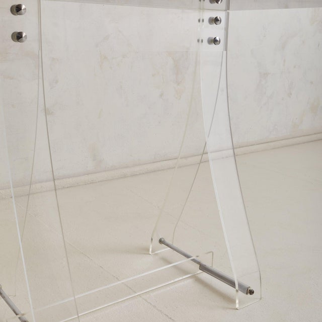 French Smoked Glass + Plexiglass Desk or Console Attributed to Marcello Gacita For Sale In Chicago - Image 6 of 10