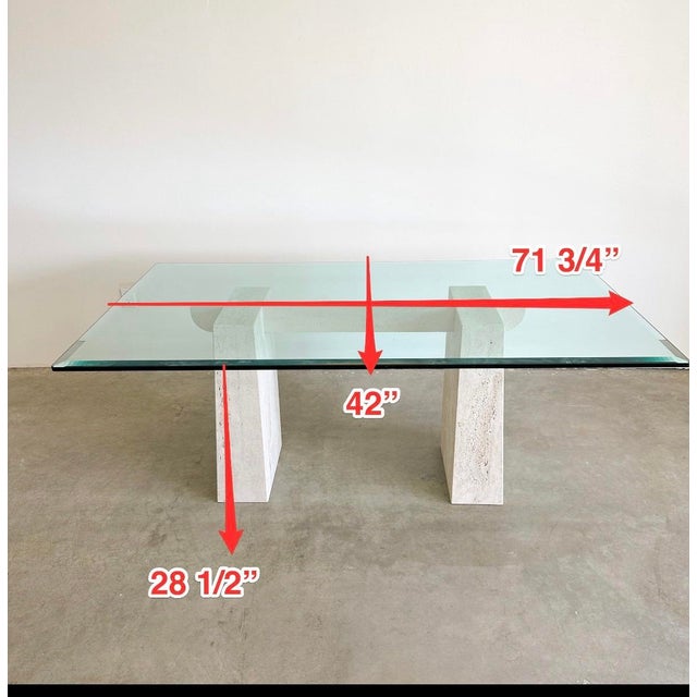 Pace Collection 1970’s Travertine and Glass Dining Table For Sale - Image 4 of 8