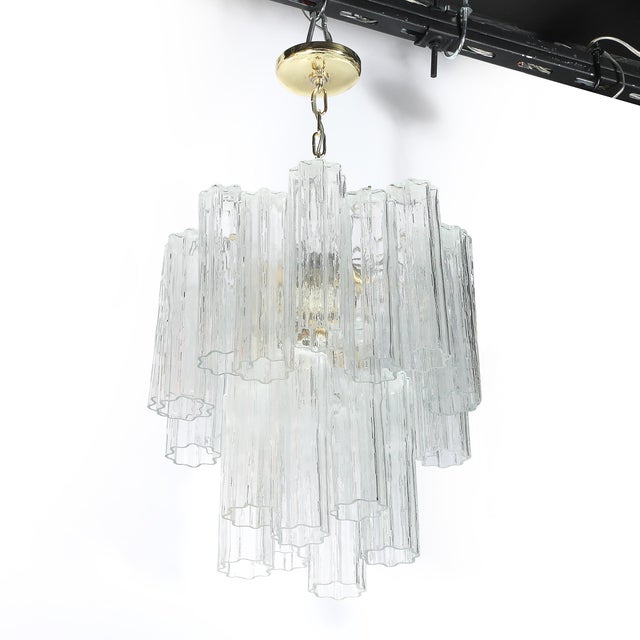 Mid-Century Modernist Murano Glass Tronchi Chandelier W/ Brass Fittings For Sale - Image 12 of 18
