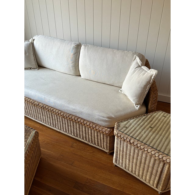 Vintage Brown Jordan Braided Wicker Sofa For Sale - Image 18 of 18