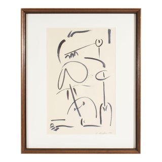 1962 Abstract Ink Painting by Walter Stomps For Sale