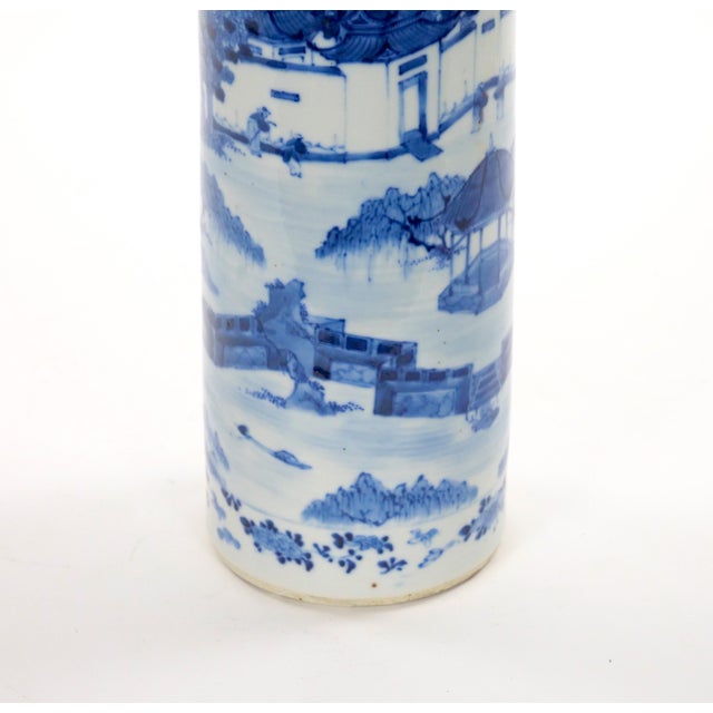 Ceramic Blue and White Chinoiserie Decorated Porcelain Tableware Vase Chinese, Late 19th For Sale - Image 7 of 10