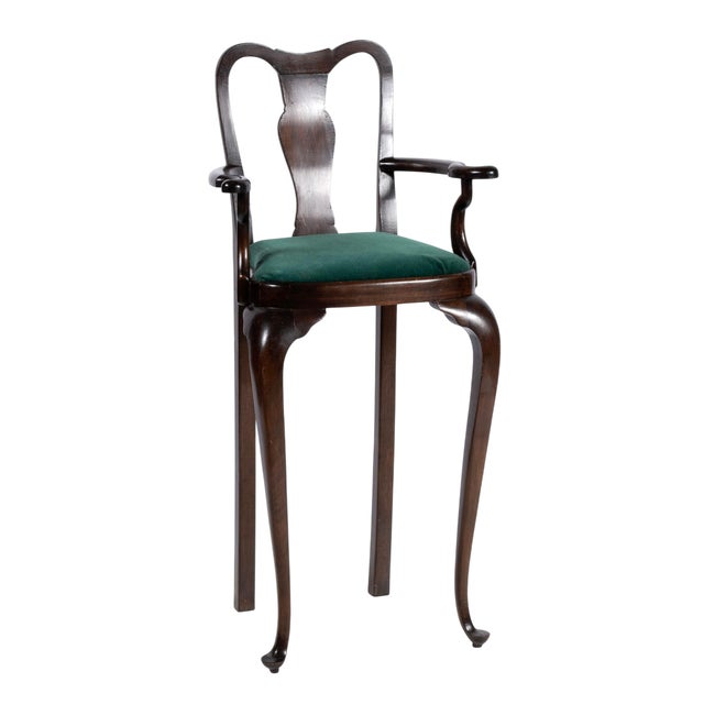 Antique 19th Century Queen Anne Style Mahogany Child’s High Chair - 20” X 16” X 42”. English, 19th century. Open back with...