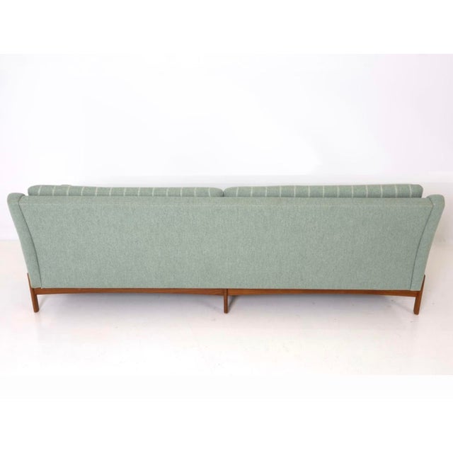 Mid 20th Century Danish Modern 4-Seat Teak Base Sofa, Original Fabric Presents Well For Sale - Image 5 of 7