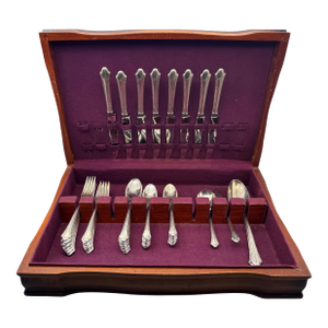 Vintage Gorham Lady Caroline Art Deco Style Silverplate Flatware - Set of 53