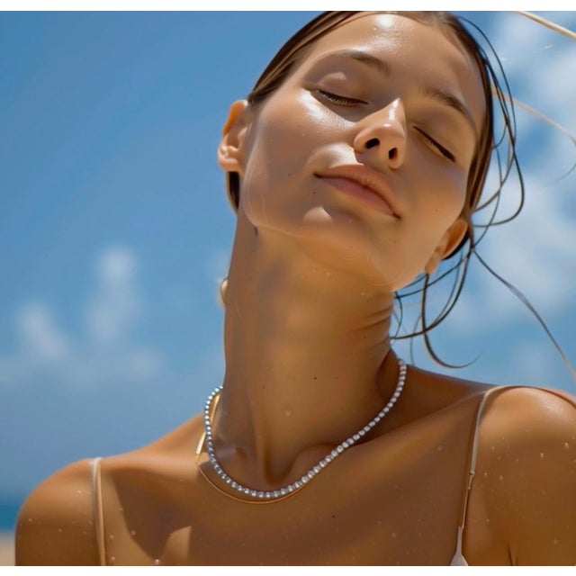 Tanzanite Pearl Alternating Necklace For Sale - Image 9 of 10