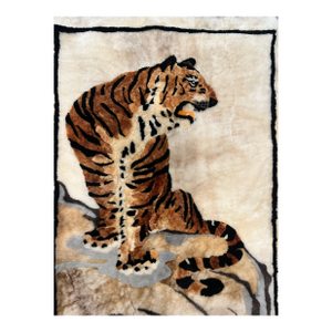 Lambskin & Wool Hand‑Stitched Tiger Textile