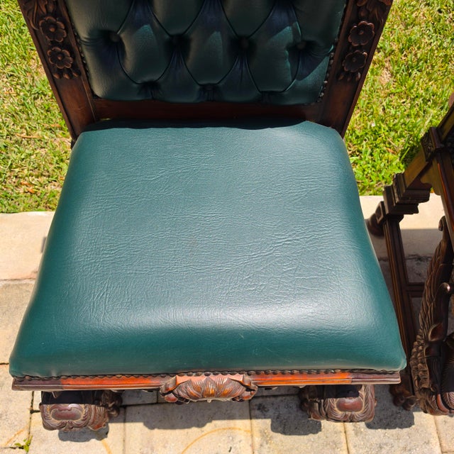 Wood Antique Italian Renaissance Revival Hand Carved Dining Chairs Set of 4 For Sale - Image 7 of 18
